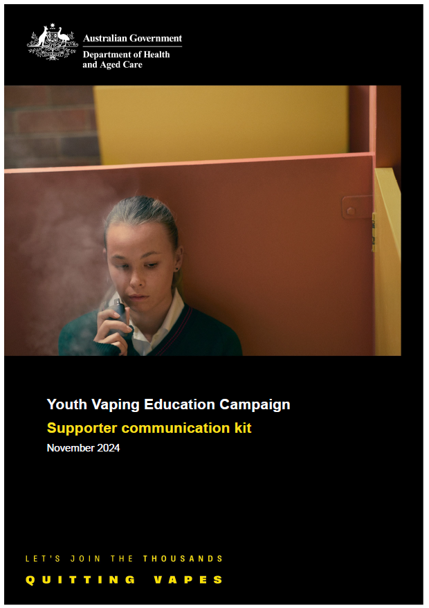 Cover page for the Youth Vaping Education Campaign – Supporter communication kit