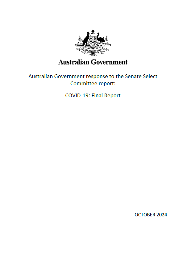 Australian Government response to the Senate Select Committee report – COVID-19: Final Report