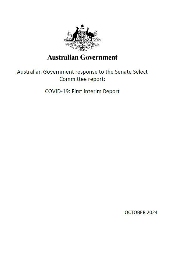 Australian Government response to the Senate Select Committee report: COVID-19: First Interim Report