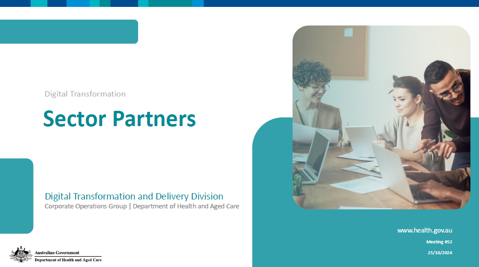 Cover image of the Digital Transformation Sector Partners slide presentation – 25 October 2024