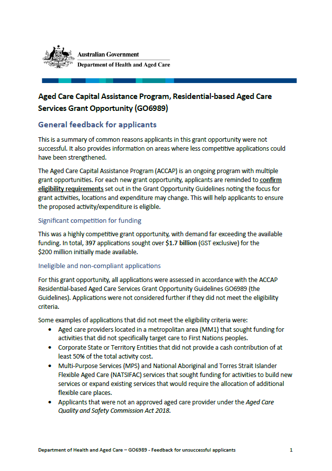 General Feedback For Applicants