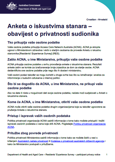 Croatian_Residents’ Experience Survey – participant privacy notice