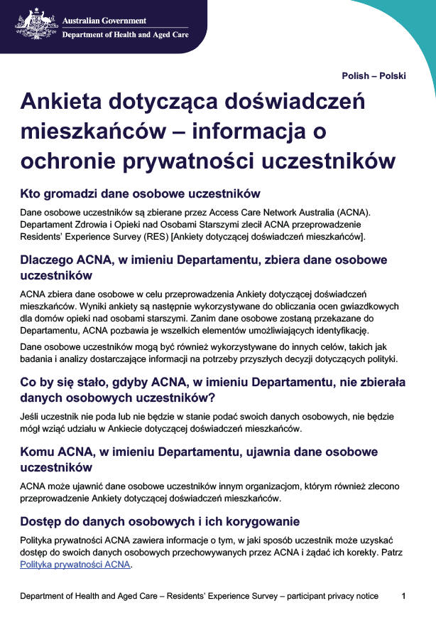 Polish_Residents’ Experience Survey – participant privacy notice