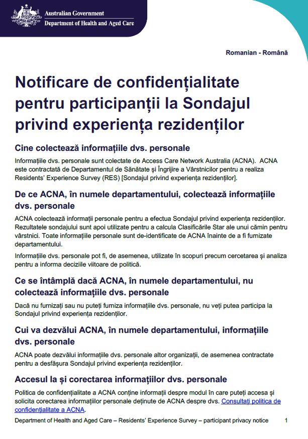 Romanian_Residents’ Experience Survey – participant privacy notice