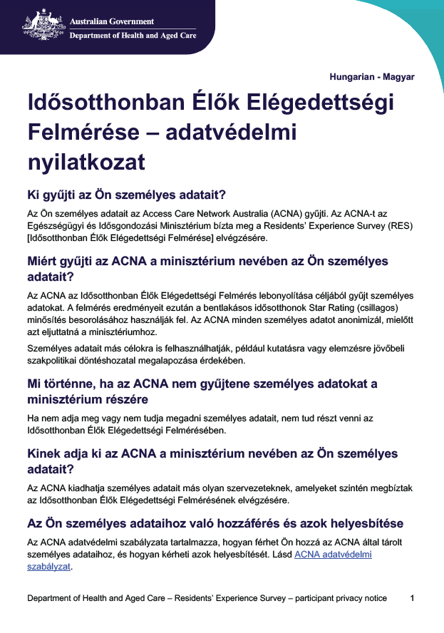 Hungarian_Residents’ Experience Survey – participant privacy notice
