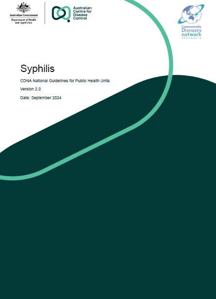 Cover page for the Syphilis – CDNA National Guidelines for Public Health Units