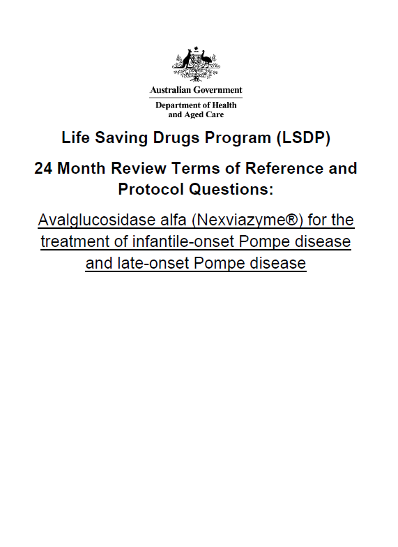 Avalglucosidase alfa Terms of Reference and Protocol Questions