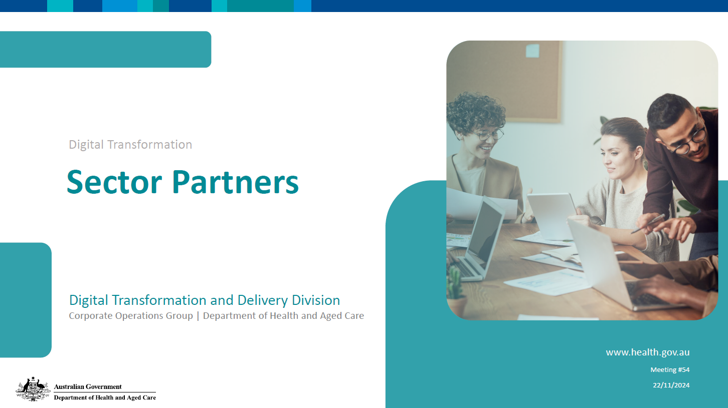 Cover image for the Digital Transformation Sector Partners slide presentation – 22 November 2024