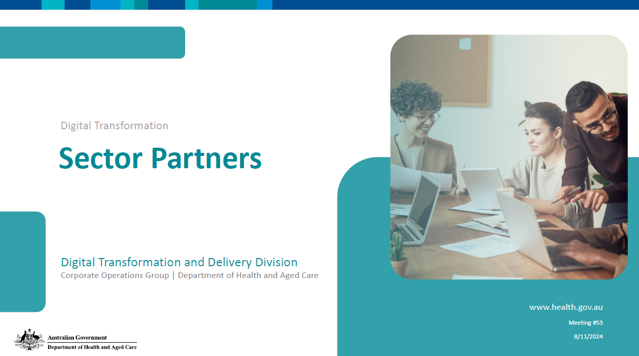 Cover image for the Digital Transformation Sector Partners slide presentation – 8 November 2024