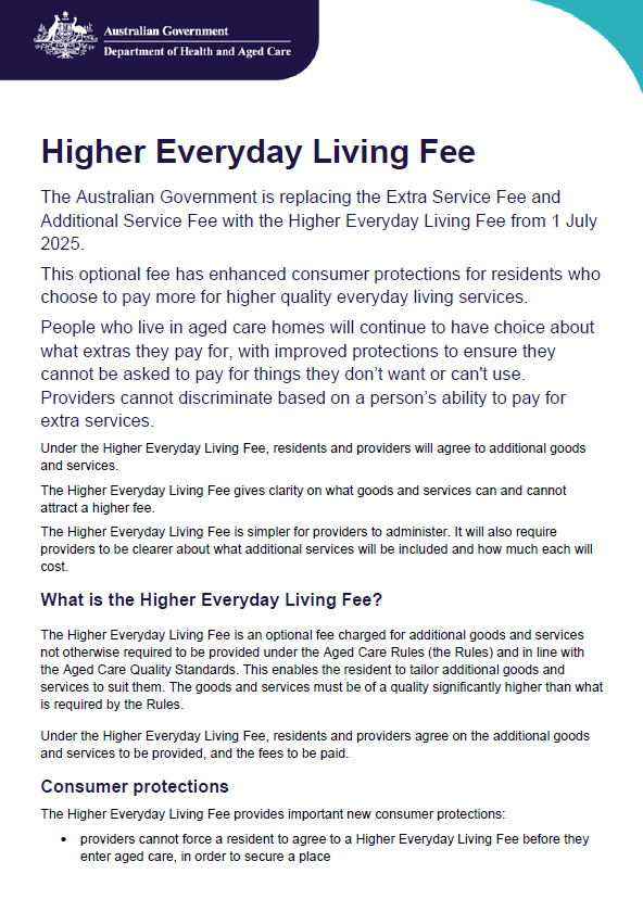 Higher Everyday Living Fee