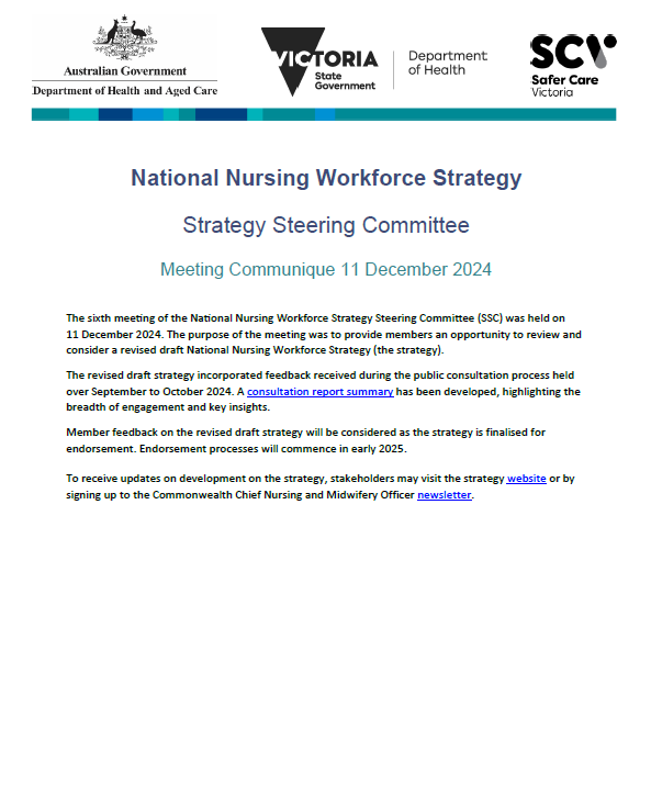 National Nursing Workforce Strategy Steering Committee communique – 11 December 2024