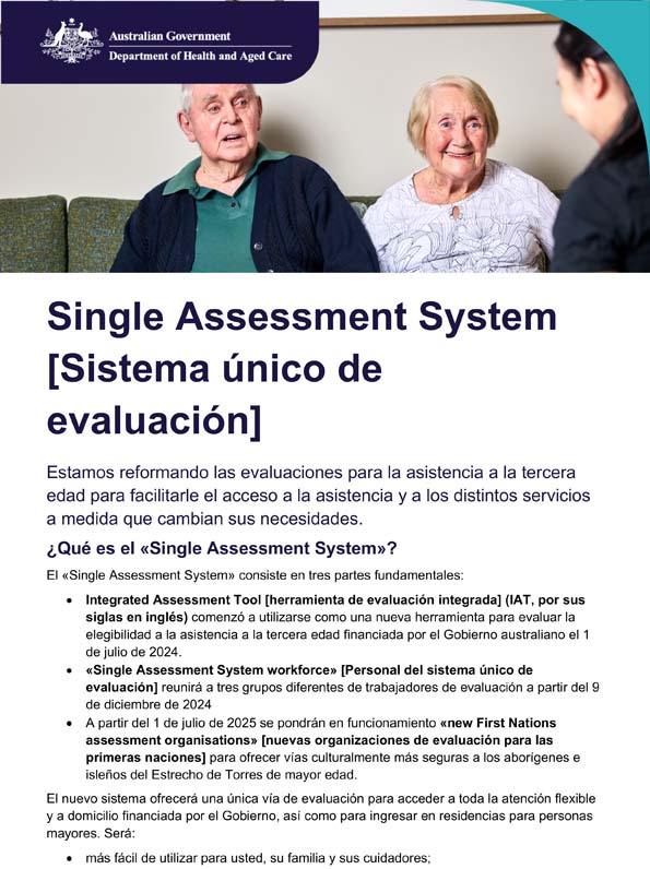 Sistema único de evaluación – Hoja informativa