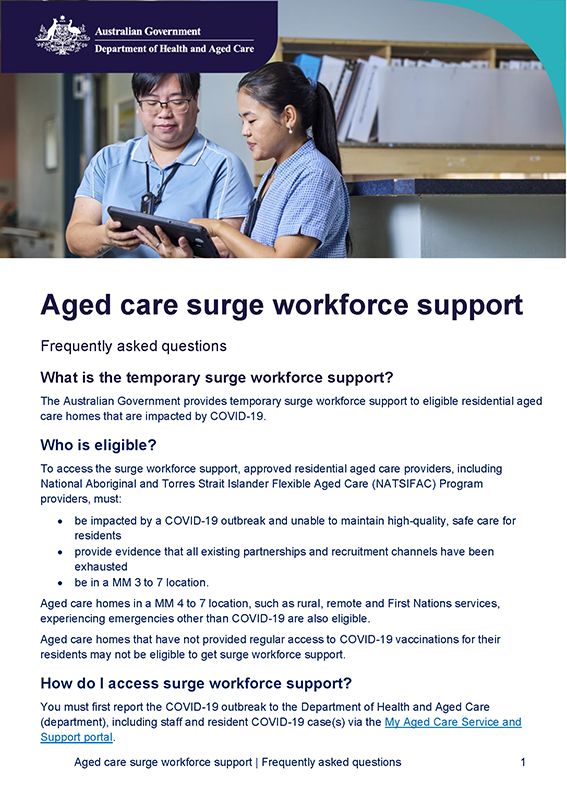 Aged care surge workforce support