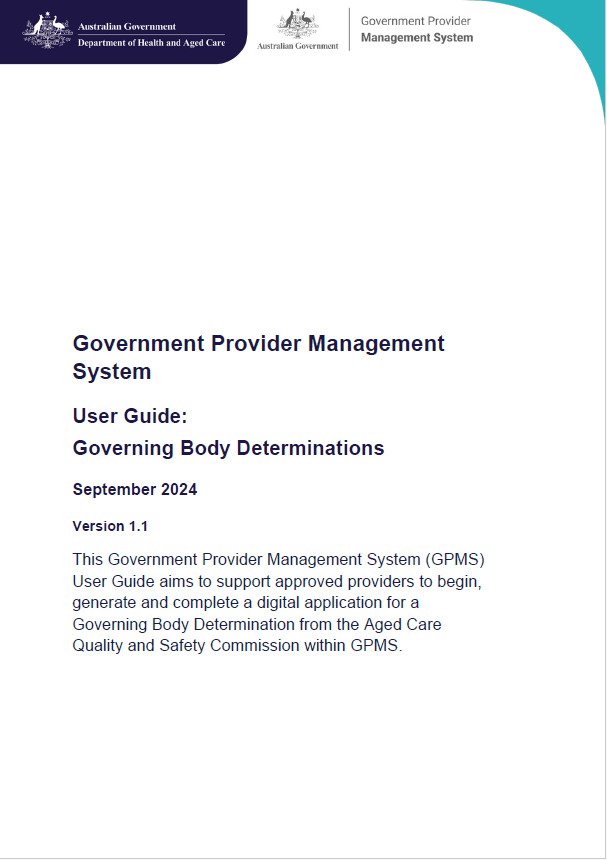 Government Provider Management System (GPMS) – User Guide: Governing Body Determinations