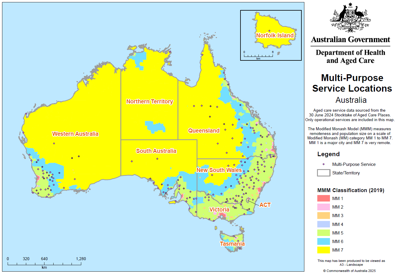 Multi-Purpose Services locations – map