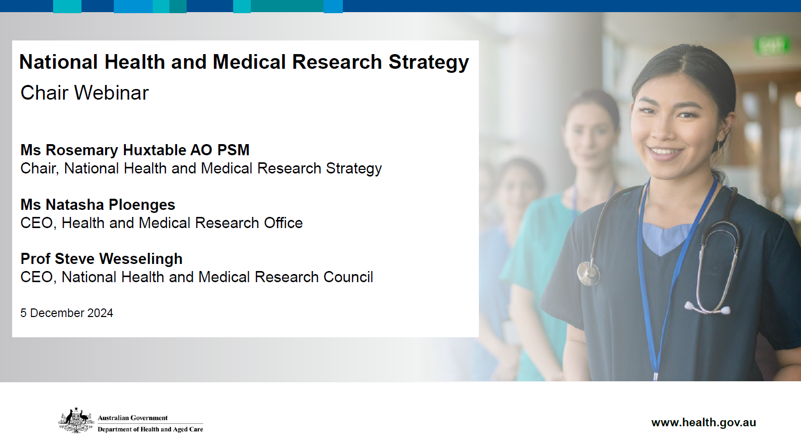 National Health and Medical Research Strategy Chair webinar 5 December 2024 cover image