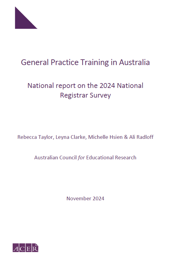 Cover image_National Report on the 2024 GP National Registrar Survey