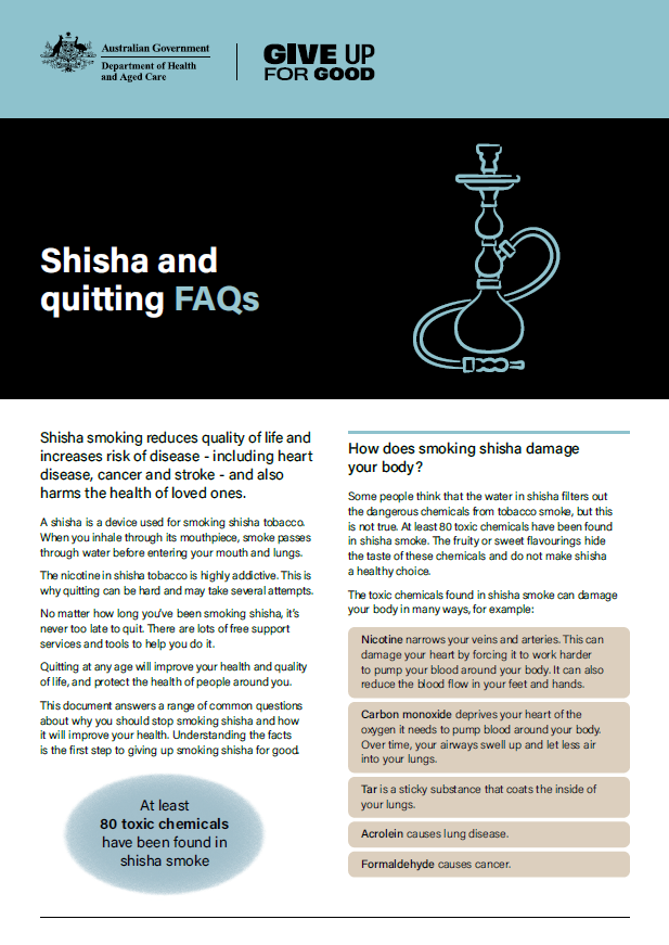 Shisha and quitting FAQs cover page
