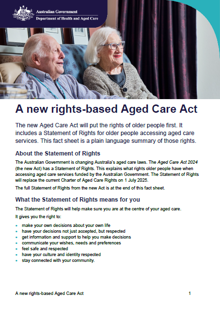 A new Aged Care Act for the rights of older people