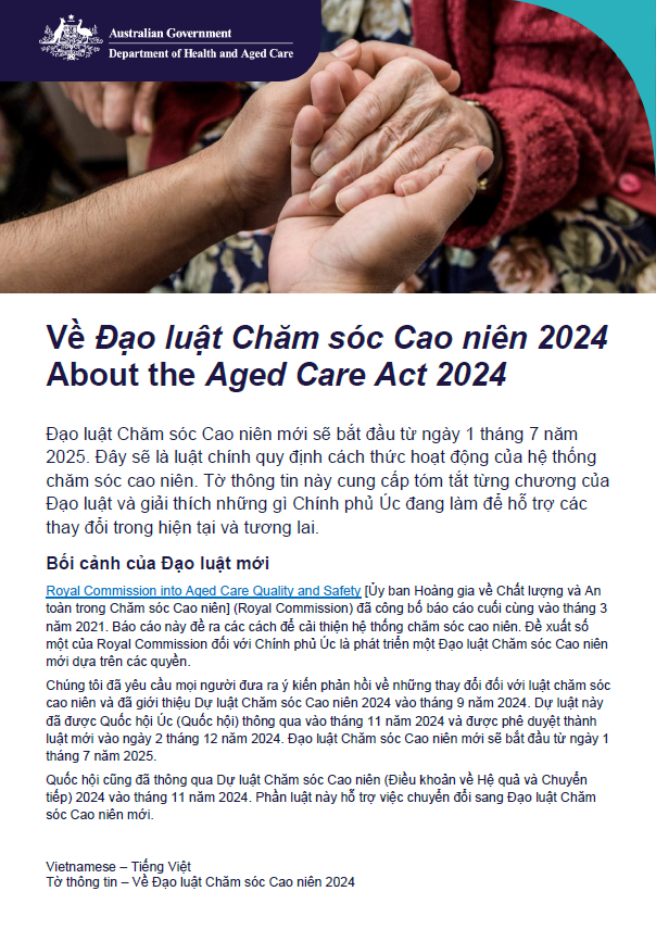 Về Dự luật Chăm sóc Cao niên 2024 – Tiếng Việt