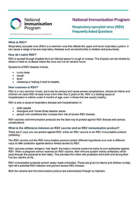 Respiratory syncytial virus (RSV) vaccine Frequently Asked Questions