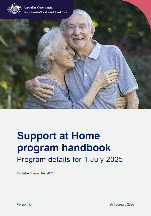 Cover page Support at home program handbook