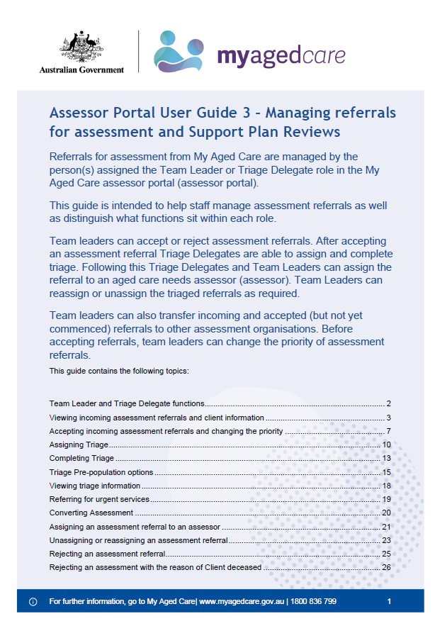Assessor Portal User Guide 3 – Managing Referrals for assessment and Support Plan Reviews