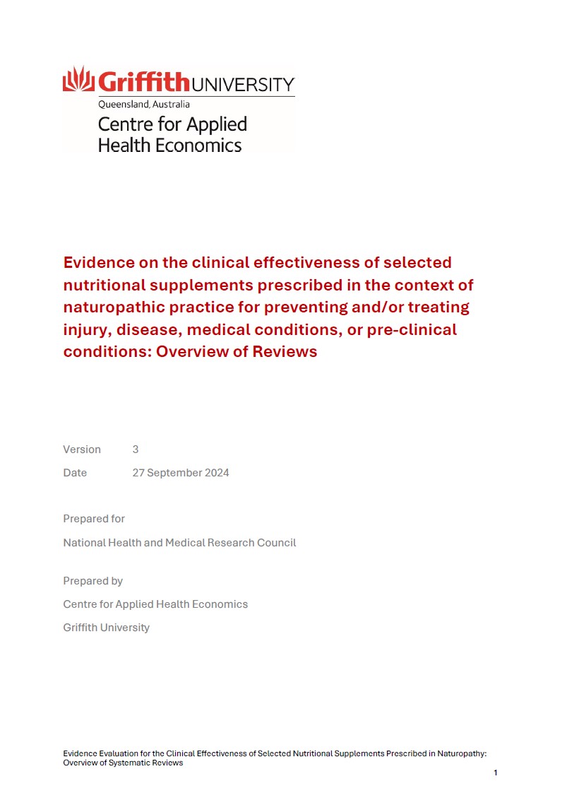 Natural Therapies Review 2024 – Naturopathy supplements evidence evaluation