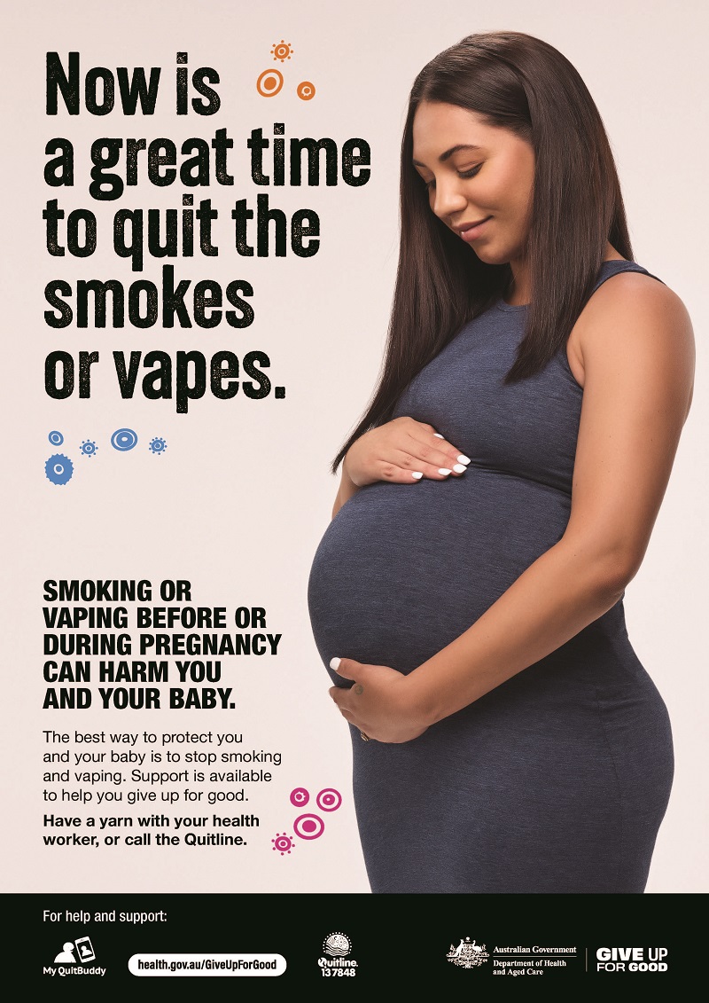 Now is a great time to quit – pregnancy poster