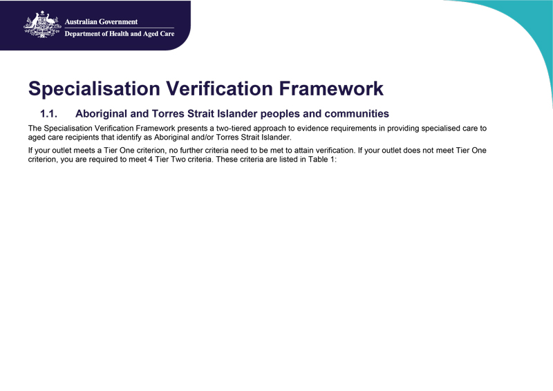 specialisation verification frmework