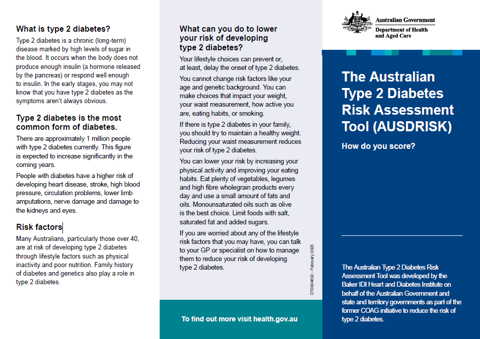 The Australian Type 2 Diabetes Risk Assessment Tool (AUSDRISK)