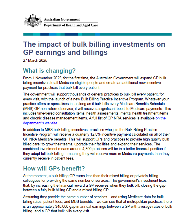 The impact of bulk billing investments on GP earnings and billings