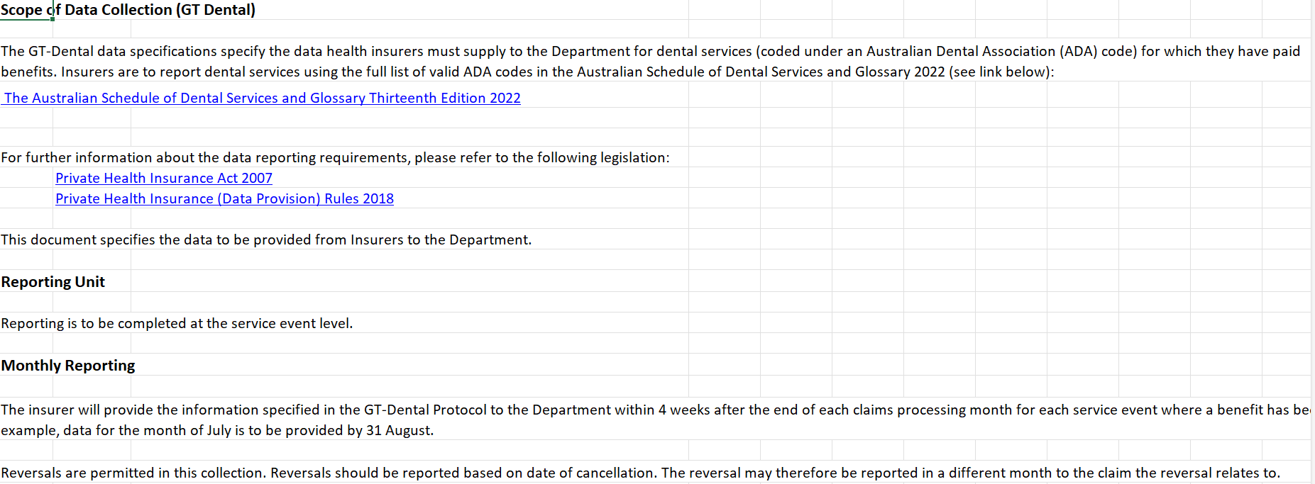 GT-Dental data specification – Insurer to department – 2025–26