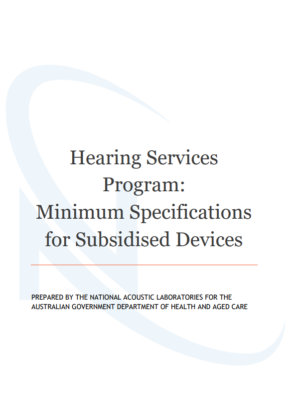Hearing Services Program: Minimum Specifications for Subsidised Devices Report