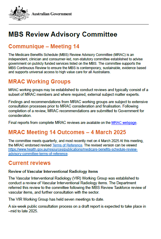MBS Review Advisory Committee Communique