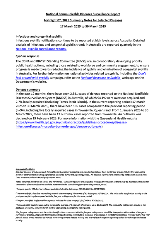 NNSS Fortnightly report