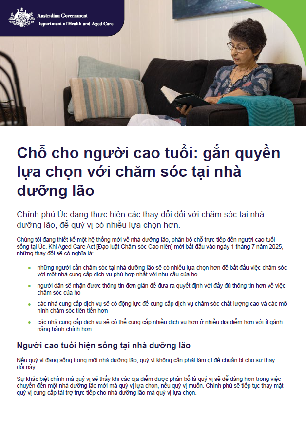 Vietnamese cover_Places to people – Embedding choice in residential aged care