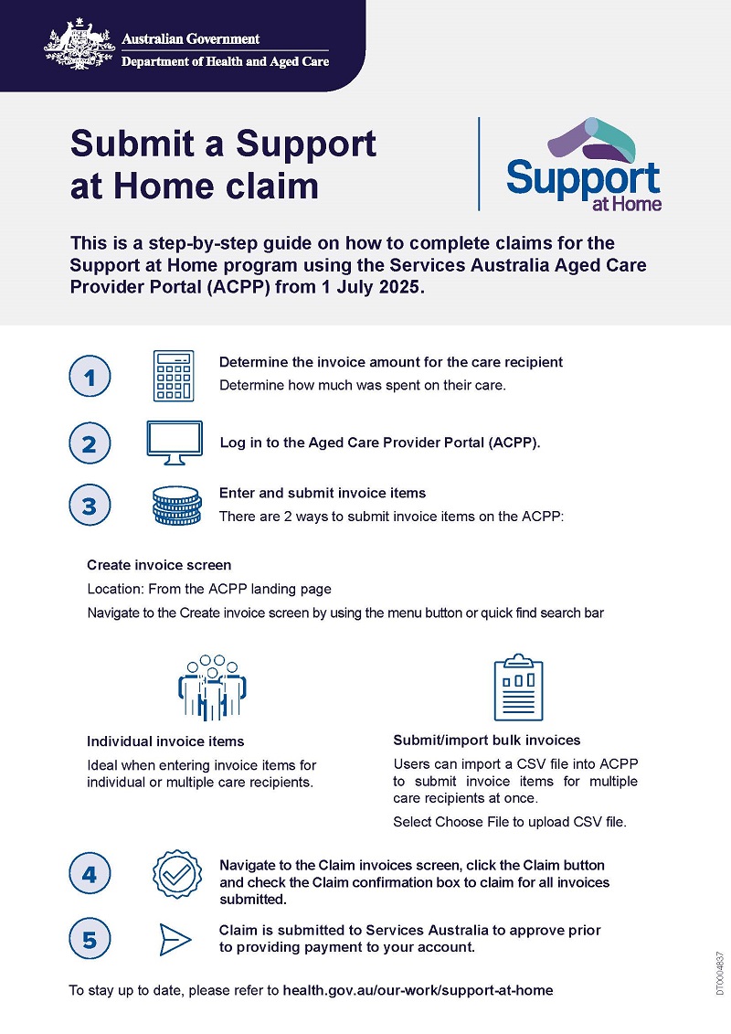 Submit a support at home claim