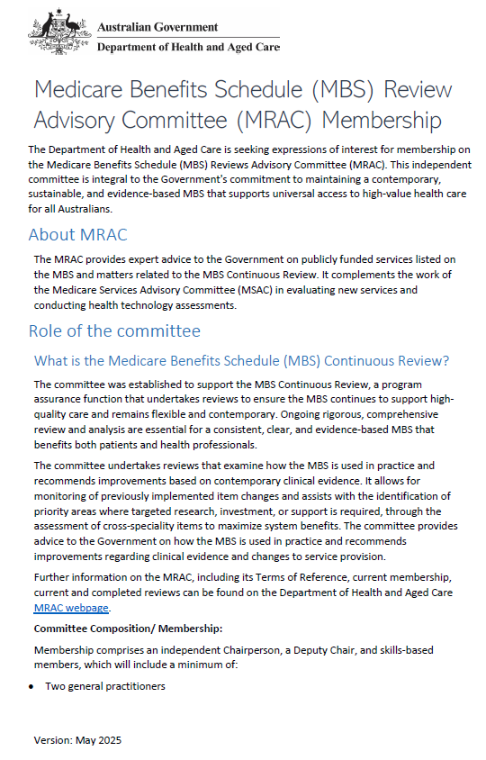 MRAC membership cover page