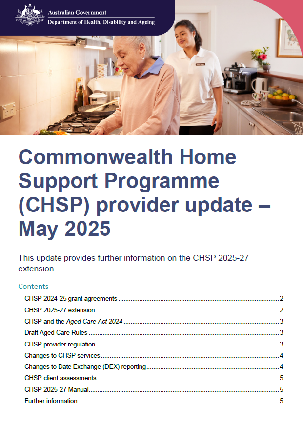 Commonwealth Home Support Programme (CHSP) provider update – May 2025 