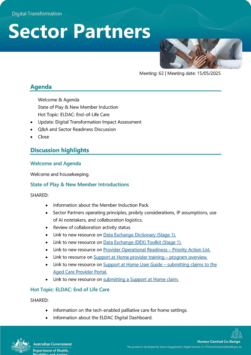 Digital Transformation Sector Partners meeting summary #62 cover page