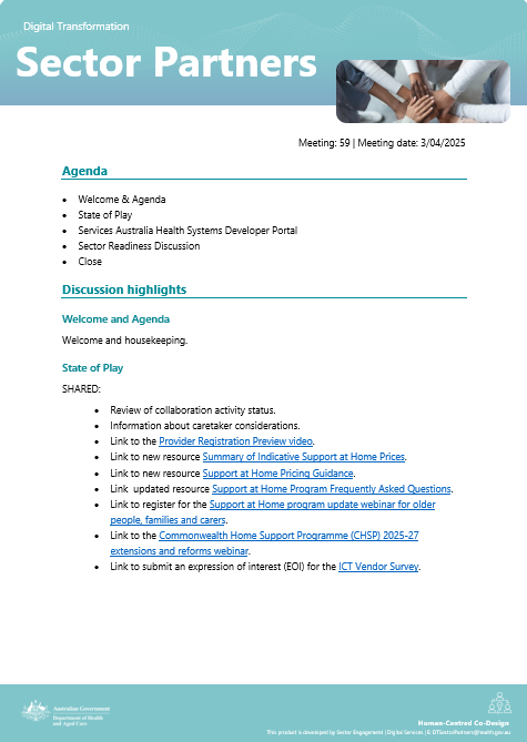 Digital Transformation Sector Partner #59 Meeting minute – cover page