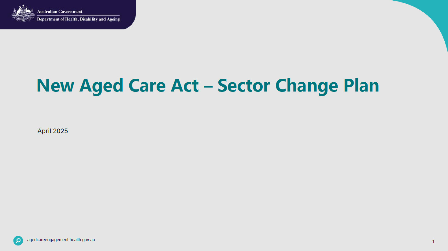 New Aged Care Act – Sector Change Plan cover page