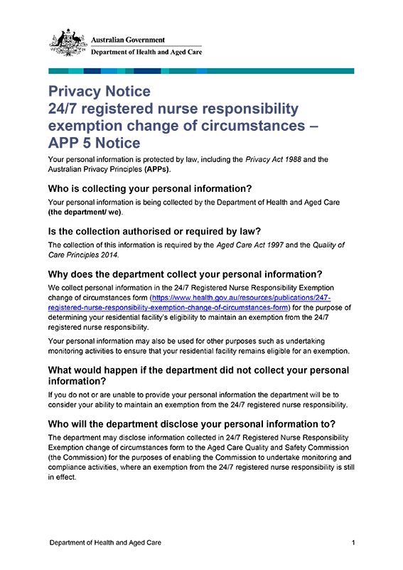 Privacy Notice 24/7 registered nurse responsibility –  APP 5 Notice