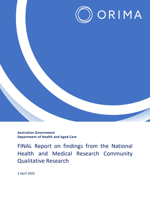 Report on findings from the National Health and Medical Research Community Qualitative Research