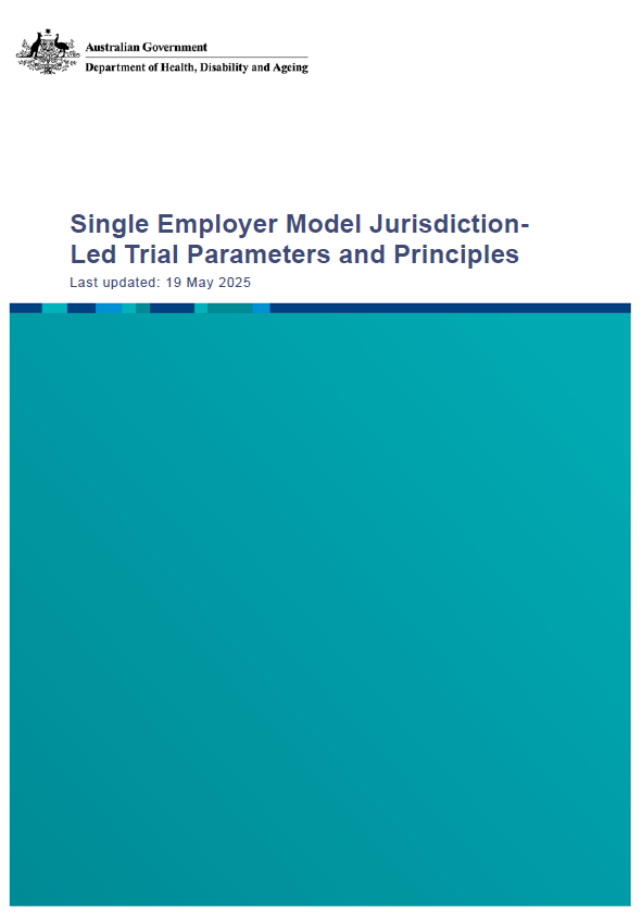 Cover page for the Single Employer Model (SEM) jurisdiction-led trial Principles and Parameters