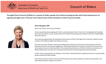 Aged Care Council of Elders – Council member profiles