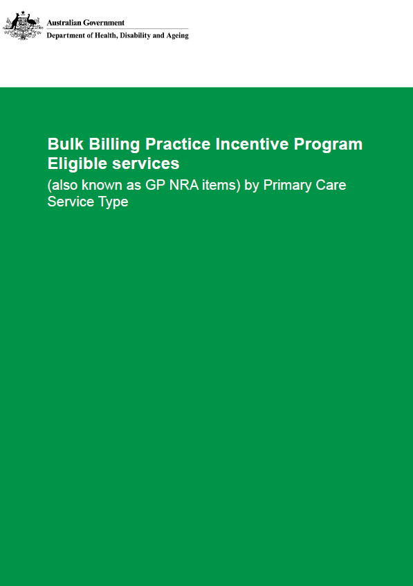 Bulk Billing Practice Incentive Program_Eligible Services from 1 July 2025 cover page