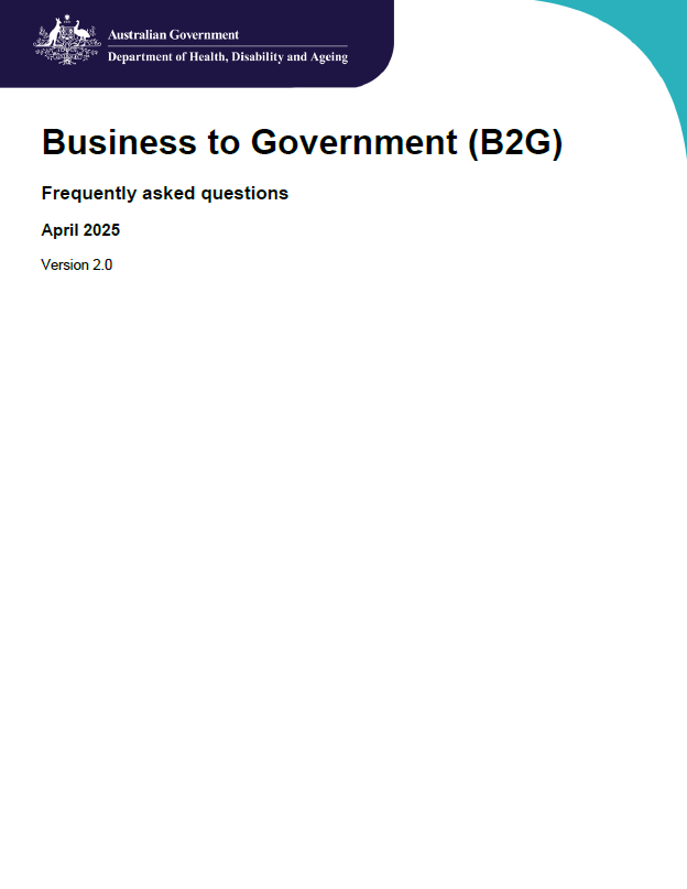 Cover page for the Business to Government (B2G) – Frequently asked questions
