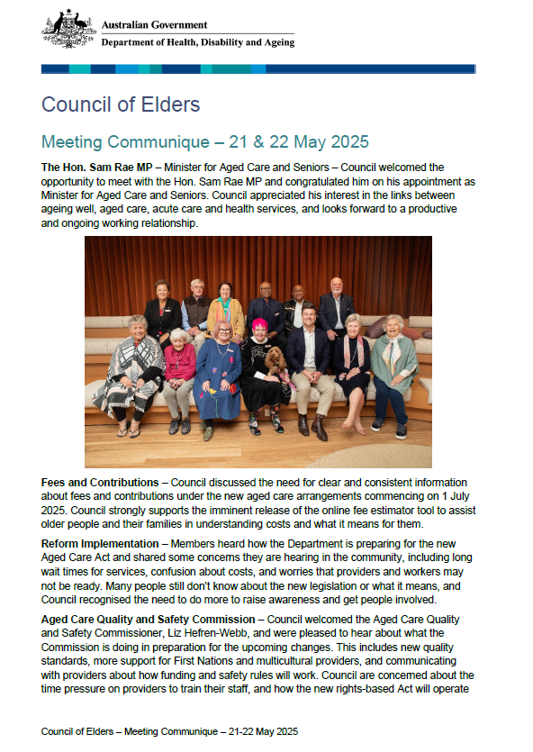 Cover image for the Council of Elders communique on 21 & 22 May 2025